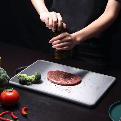 China New Design Kitchen Double Sides Meat Cutting Board Creative Large Stainless Steel Plastic Vegetable Fruit Stocked Chamber Chopper for sale