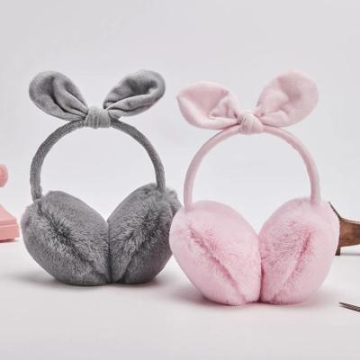 China New Winter Warm Big Bowknot Ear Muff Ear Muff Ear Muff Pink Winter Warm Plush Rabbit Ear Muff Children for sale