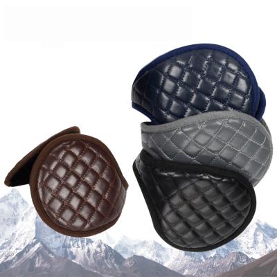 China Winter PU Leather Ear Muff Plush Ear Warmer Soft Solid Warm Unisex Fur Leather Ear Muffs for sale