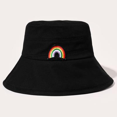 China Image Ready To Ship Outdoor Terry Embroidery Female Black Bucket Hat Fishing Bucket Hat Bucket Hat for sale