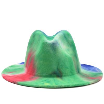 China Wide Brim Panama Plush Dye Drop Proof Felt Hat Popular Trilby Fedora Hat Ladies Classic Tie for sale