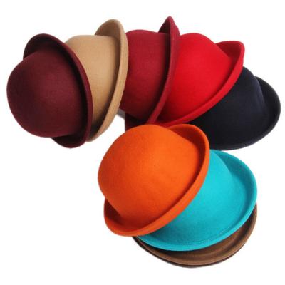 China Plush Vintage Style Winter Round Lid Parent Child Solid Wool Hat Dome Around Formal Hat Tosser Hat for sale