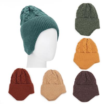 China Beanie Plain Color Winter Hats JOINT Knitted Twist Insert Twist Bridle Knitted Wool Hat for sale