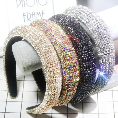 China Fashionable Colorful Baroque Diamond Headband Rhinestone Crystal Beaded Claw Hair Clip Diamond-encrusted Headband for sale