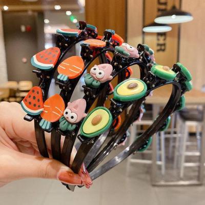 China Child Sweet Korean Cute Cartoon Sweet Headbands Face Headband Fruit Flower Avocado Wash Adult Headbands for sale