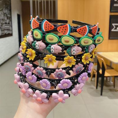 China European and American style girl's hair cartoon circle headband cartoon fruit shape cute pressed children's headband for sale