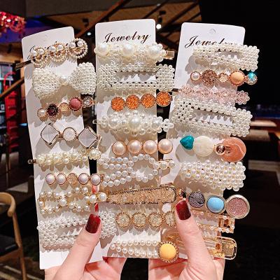 China Princess Hairpin Bows Barrette Alloy Hair Clips Acrylic Accessories Color Pearl Hair Clip for sale