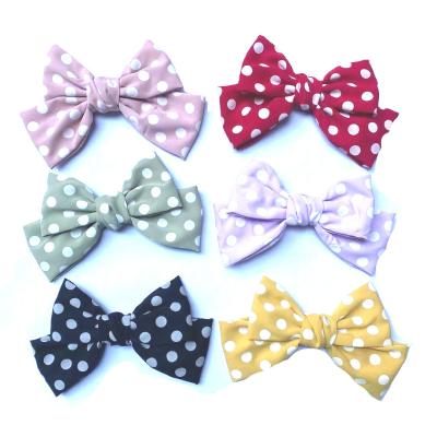 China Casual and Sweet Polka Dot Print Girl Hair Clip Alloy Girl's Hair Big Bow Hair Clip Color Hair Clip for sale