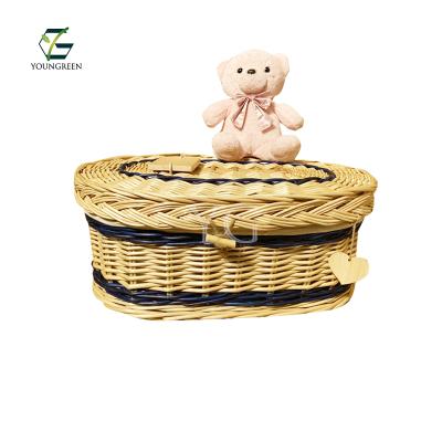 China Viable Pet Willow Rattan Wicker Cremation Coffin Casket for sale