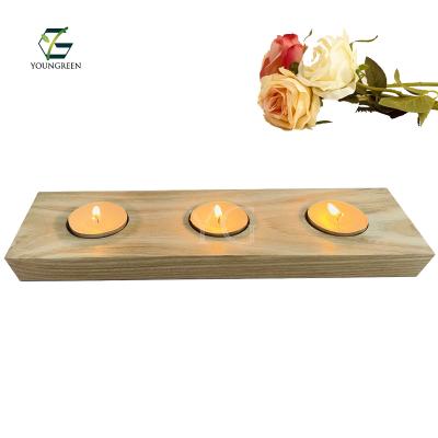 China Cheap European Fraxinus Natural Yew Ash Wood Decorative Tealight Holders Candlestick Lamp for sale