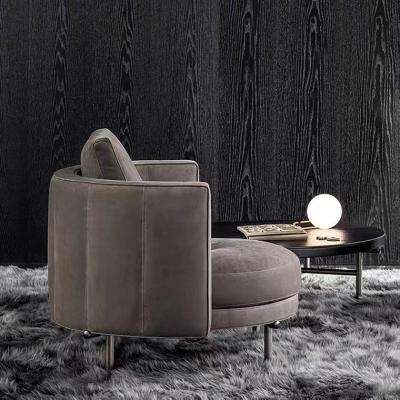 China Lightweight Luxury Modern Leather Side Armchairs Comfortable Bedroom Armchairs Casual Mid Century Accent Barrel Armchair For Bedroom Living for sale