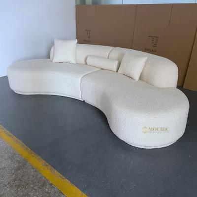 China Whosale Factory Contemporary High End Modern Low Back Curved Sofa Cream White Boucle Couch Comfortable For Living Room Furniture for sale