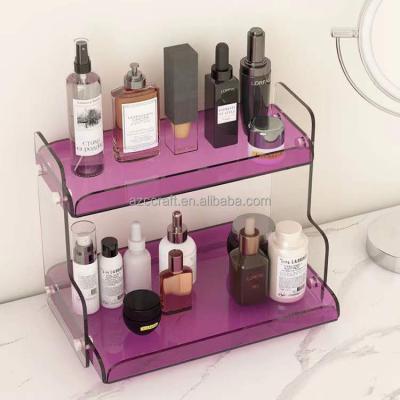 China Shop Custom Acrylic Countertops Advertising Double Layer Acrylic Cosmetic Makeup Display Stand Holder Rack for sale