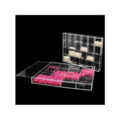 China Fashionable Factory Made Custom Acrylic Jewelry Display With Grid And Lid Acrylic Storage Box for sale