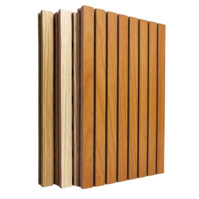 China Contemporary Waterproof Soundproof Wooden Groove Slat Acoustic Panel for sale