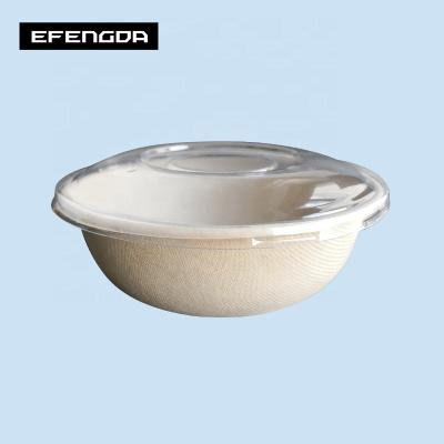 China Oil-proofing Eco-friendly Biodegradable Wheat Straw Fiber Soup Salad Bowl With PET Lid 850ml for sale