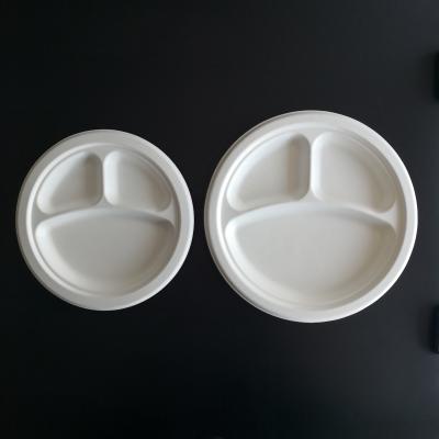 China Oil-proofing Compartment Biodegradable Dish Compostable Bagasse Recycled Disposable Dishes for sale