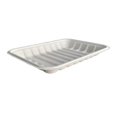 China Disposable Biodegradable Oil-proofing Sugarcane Tableware Bagasse Meat Tray for sale