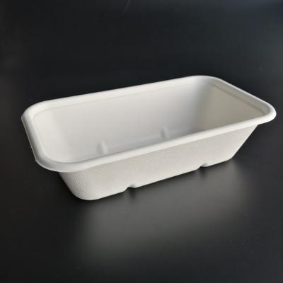 China Disposable Lunch Trays Sugarcane Microwave Oil-proofing Trays Pulp Bagass Tray Dish Plate Biodegradable for sale