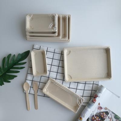 China Takeaway Packaging Food Boxes Wheat Straw Fast Food Biodegradable Disposable Tray for sale