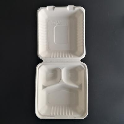 China 3 Compartment Biodegradable Oil-proofing Food Packaging Box Bagasse Biodegradable Lunch Box for sale