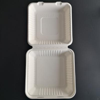 China Clamshell Biodegradable Food Bowl Oil-proofing Sugarcane Takeout Paper Box for sale