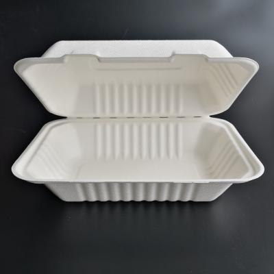 China Oil-proofing Recycle Bagasse 9*6 Inch Biodegradable Disposable Lunch Box for sale