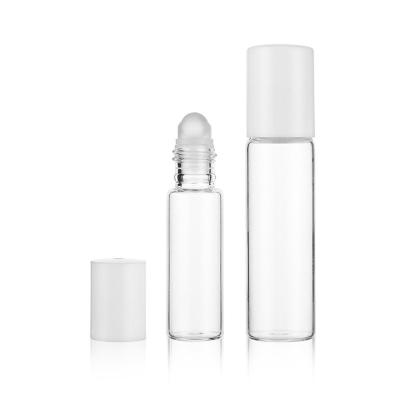 China 5ml 10ml Cosmetic Clear Essential Oil Glass Roll Bottles Cosmetic Transparent Perfume Lip Oil Roll On Bottles Tube for sale