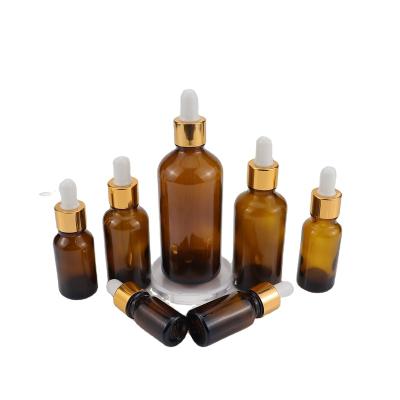 China LZ Package Wholesale Cosmetics 100pcs 5ml 10ml 15ml 30ml 50ml 100ml Amber Essential Oil Bottle The Serum Dropper Bottle for sale