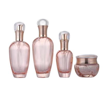 China Luxury Cosmetic Manufacturers Cosmetic Packaging Whole Set Stock Glass Bottle With Spray Pump for sale