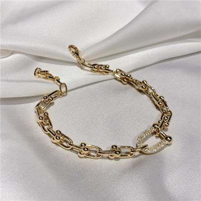 China 2022 Popular Trendy Full Fashion Crystal Link Charm Adjustable Cool U-Chain Bracelet for sale