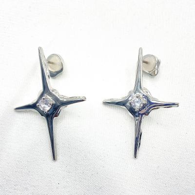 China 2022 New Fashion Luxury Crystal Star Cross Earrings For Jewelry Clear Women Party Accessories for sale