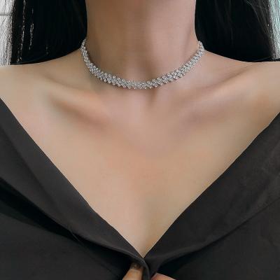 China Environmental Friendly High End Best Gift Iced Out Full Crystal Chain Necklace Choker Tennis Necklaces For Women for sale