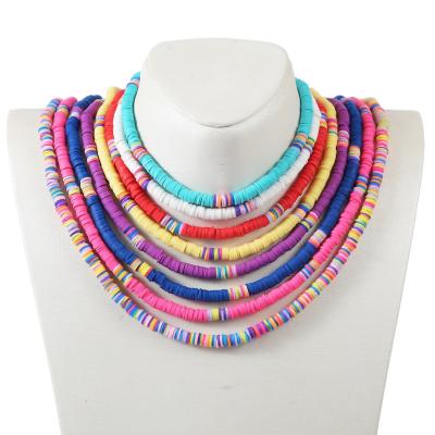 China Bohemian Colorful Set of Clay Choker Necklace 6mm Clay Disc Jewelry 2021 New Fashion Environmentally Friendly For Women for sale