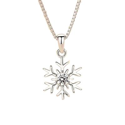 China Fashion Environmental Friendly Customized Jewelry For Girls Snowflake Shape Diamond Fashionable Pendant Women Necklace for sale