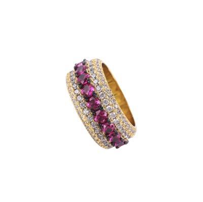 China Wholesale CLASSIC Iced Out Ring Colorful Stone Cubic Zirconia Hip Hop Ring for sale