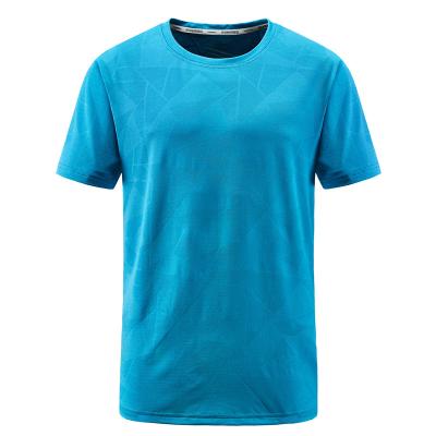 China Custom Logo Anti-Wrinkle Custom Logo Summer Wear Shorts Round Neck Men's Polyester Spandex T-shirt Sports Gym Men Breathable Quick Dry T-shirt for sale