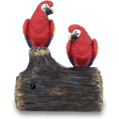 China Decorative Resin Liberty Singing China Garden Statues Catcher Red Parrots and Chirping Birds for Patio Lawn Yard Garden in Office for sale