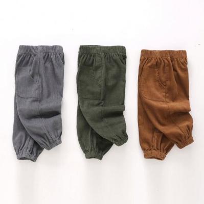 China Anti-Static Little Boys Shape Bloomers Pull On Soft String Trousers Kids Cotton Corduroy Pants With 2 Front Pockets for sale