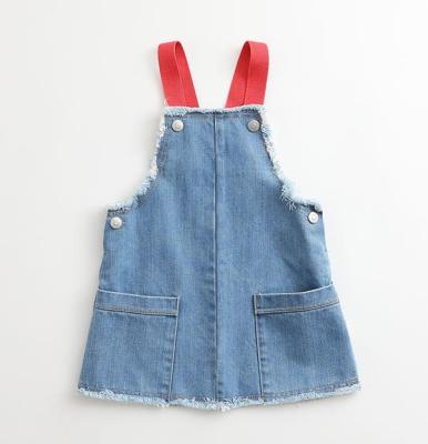 China Breathable Spring Pure Cotton Suspenders Babies Kids Children Jeans Overalls Sleeveless Dress for sale