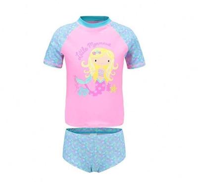 China Girls Breathable Swimwear Short Sleeve Swimwear Set Rash Guard Shirt Set for sale