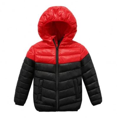 China Anti-Shrinkage Boys Warm Matching Hooded Autumn Down Coats Zipper Up Winter Kids Gear Two Color Simple Style for sale