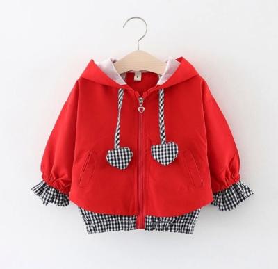 China Breathable Pure Hooded Children Red Plaid Cotton Babies Young Jacket With Ruffle Sleeves for sale