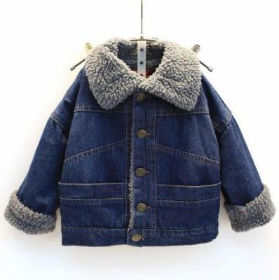 China Chic Winter Boys Coat Jean Coat Children Soft Cotton Turn-Down Warm Blue Anti-Shrink Collar Long Sleeve Coat for sale