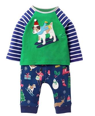 China Superior + Matching Autumn Outfit Cute Striped Animal Baby Print Suit Boys Two Piece Pant Sets Cotton Long Sleeve Clothing Sets for sale