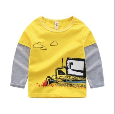 China Autumn Round Collar Cotton Shirt Boys Cartoon Car T-shirt Viable Children Quilting Long Sleeves for sale