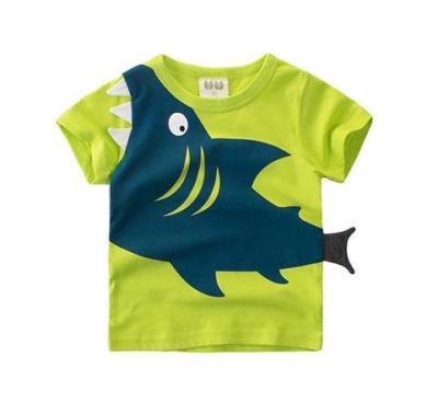 China Breathable Summer Pure Cotton Shorts Sleeve Kids Kids Boys Shark Printed T-shirt Sweatshirt for sale