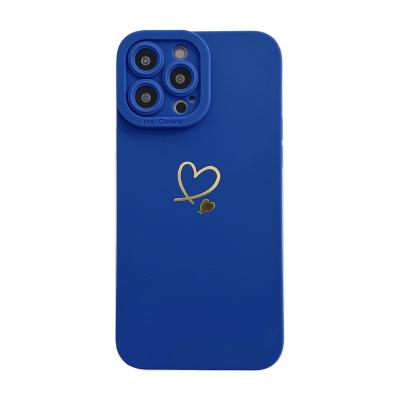 China Shockproof Matte Silicone Holographic Heart Phone Case For iPhone 7 8 Plus , For iPhone 13 Pro Phone Case Blue Hearts for sale