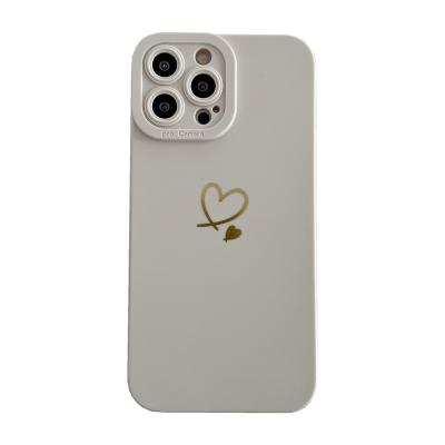 China Shockproof For iPhone 13 Pro Max Gold Love Heart Lens Protective Phone Case For iPhone 12 11 Pro Max Xr X 7 8 Plus 13 Shockproof Soft Cover for sale