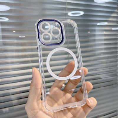 China New Magnetic Transparent Radio Phone Case Shockproof Tend Filling Magnetic Bags and Cases For iPhone 13 12 pro max for sale